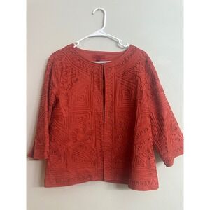 Joni B Petite Vintage Y2K Burnt Orange Soutache Embroidered Artsy Boho Jacket PL